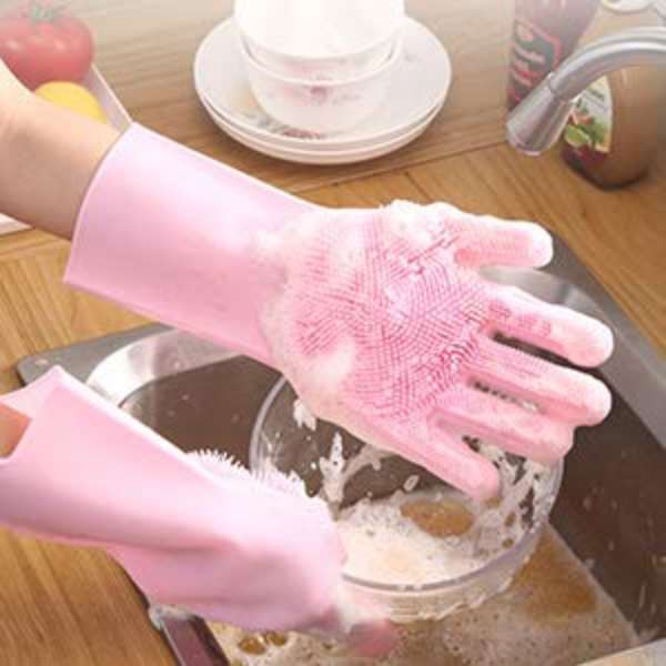 2 Pair (4PCS) Magic Dish Washing Gloves with Scrubber ✨