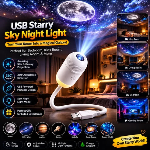 Starry Sky Projector Light – USB Galaxy Night Lamp ⭐