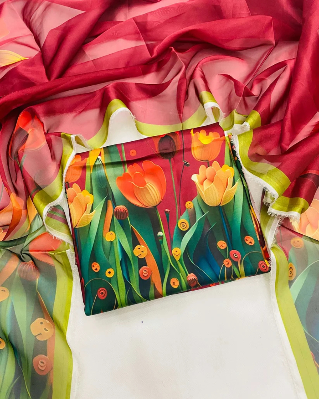 CHINA SILK 3D MAHROON