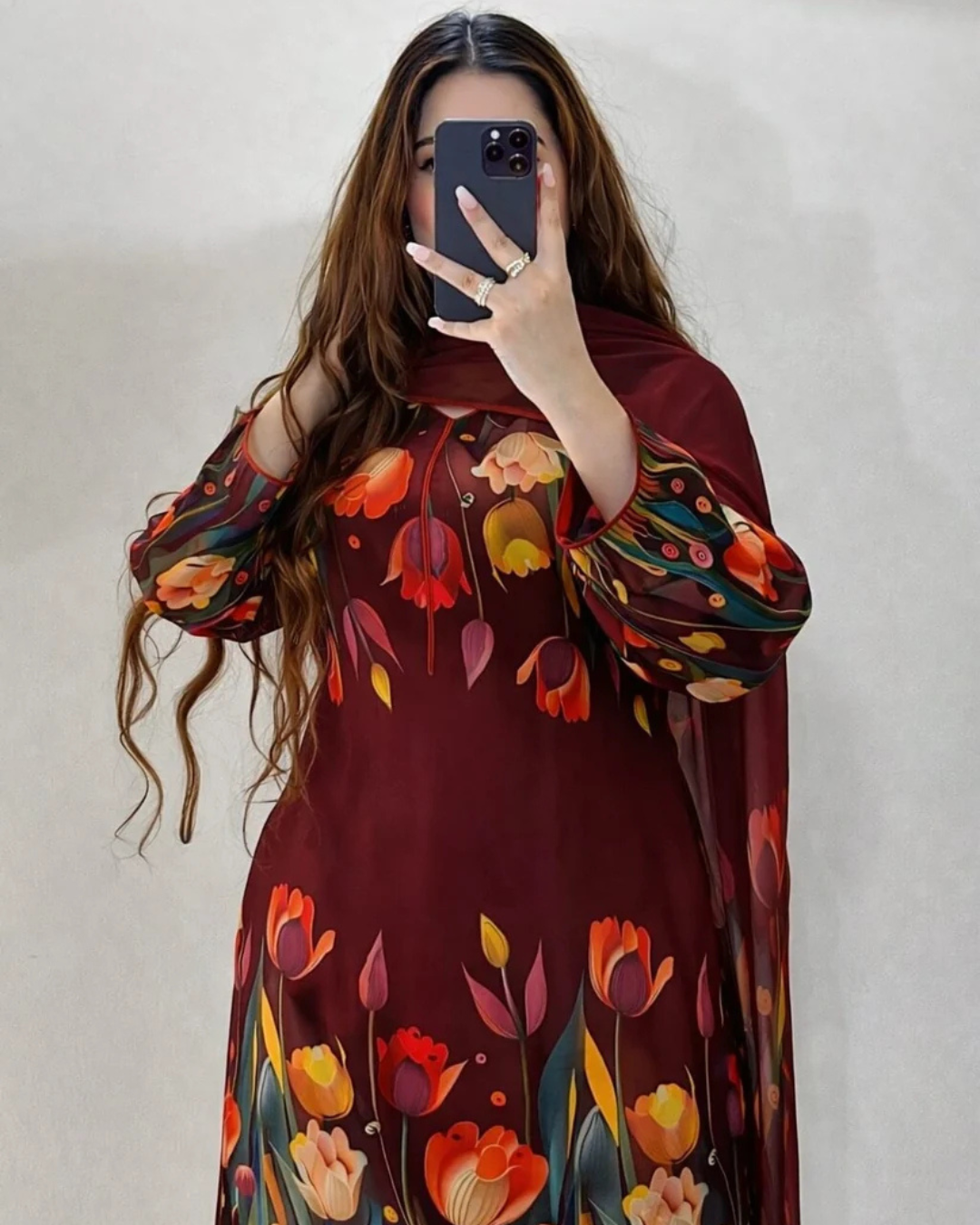 CHINA SILK 3D MAHROON