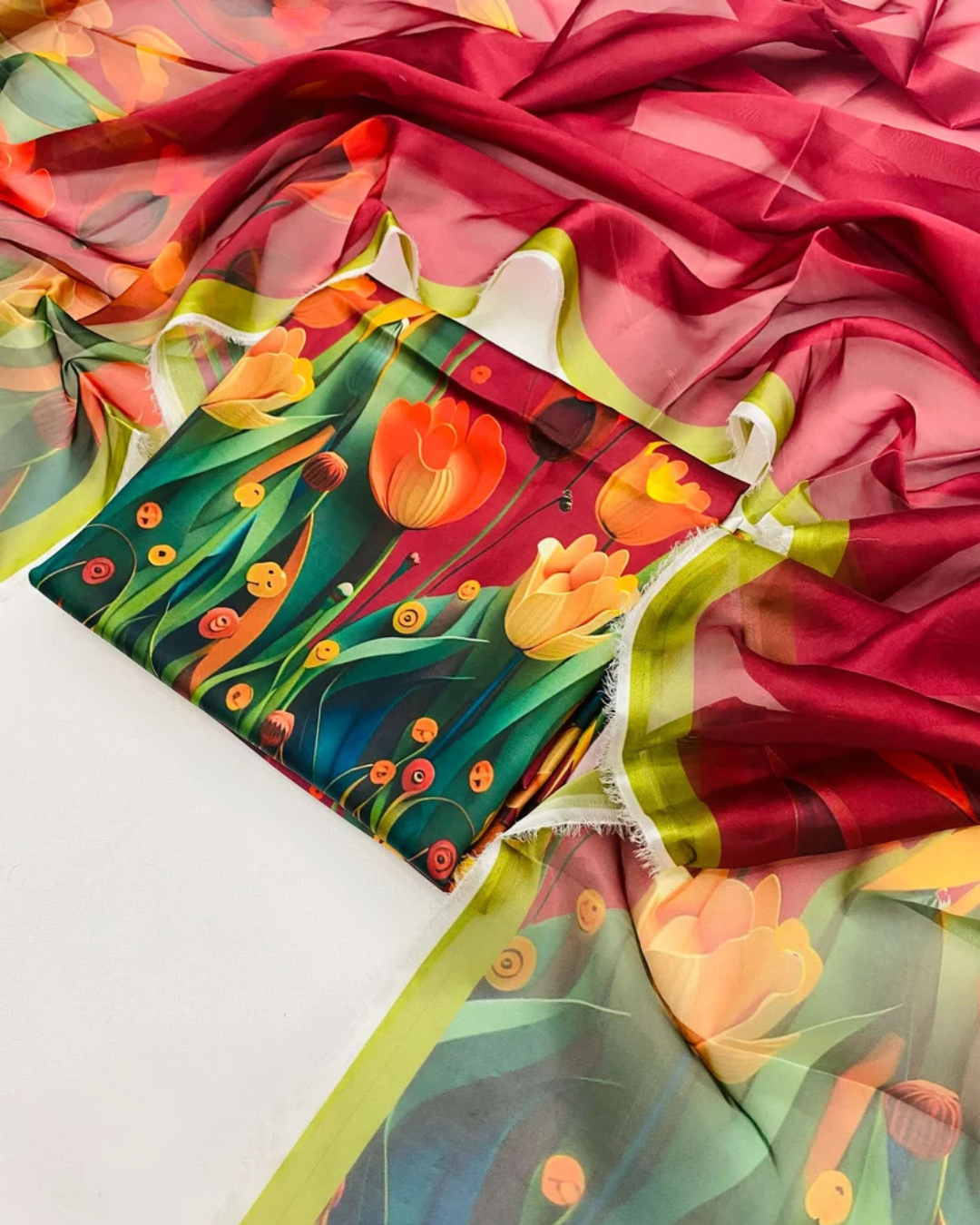 CHINA SILK 3D MAHROON