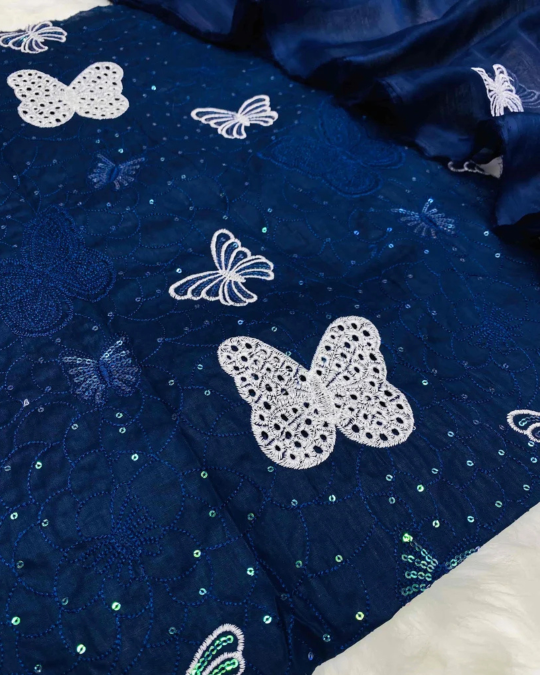 BAREEZE NAVY BLUE BUTTERFLY