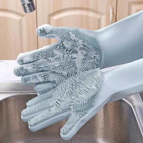 2 Pair (4PCS) Magic Dish Washing Gloves with Scrubber ✨