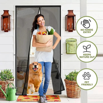 Mosquito Door Net Mesh Screen – Magnetic Hands-Free Closer