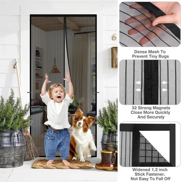 Mosquito Door Net Mesh Screen – Magnetic Hands-Free Closer