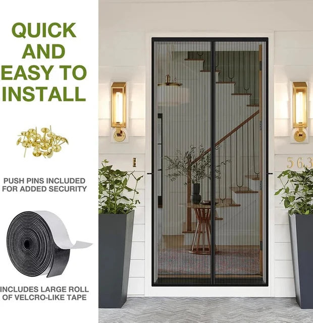 Mosquito Door Net Mesh Screen – Magnetic Hands-Free Closer